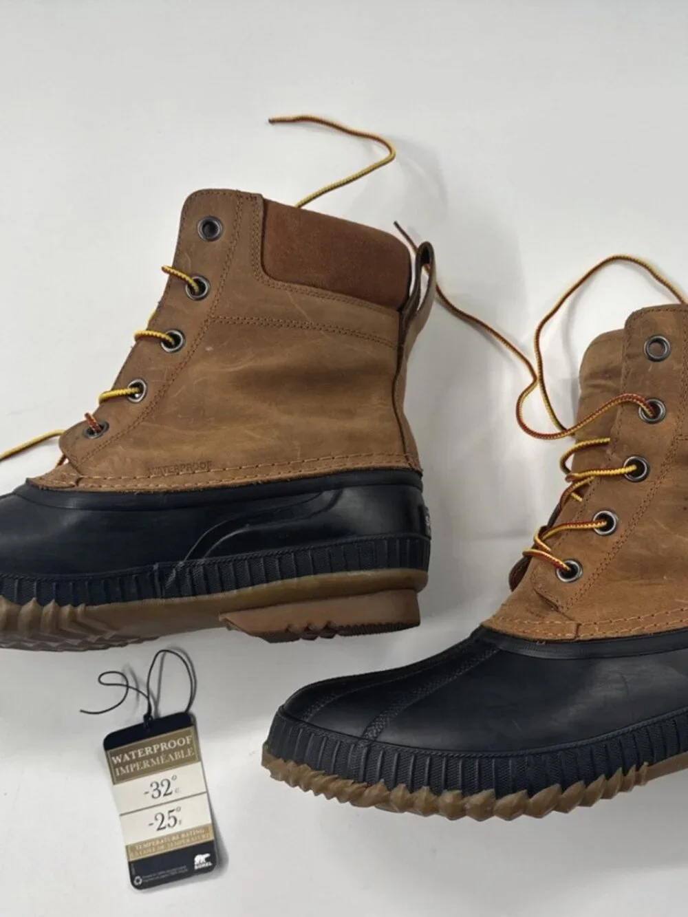 Sorel Waterproof Boots Mens 13 Brown Full Grain Leather Cheyanne Snow Winter Box